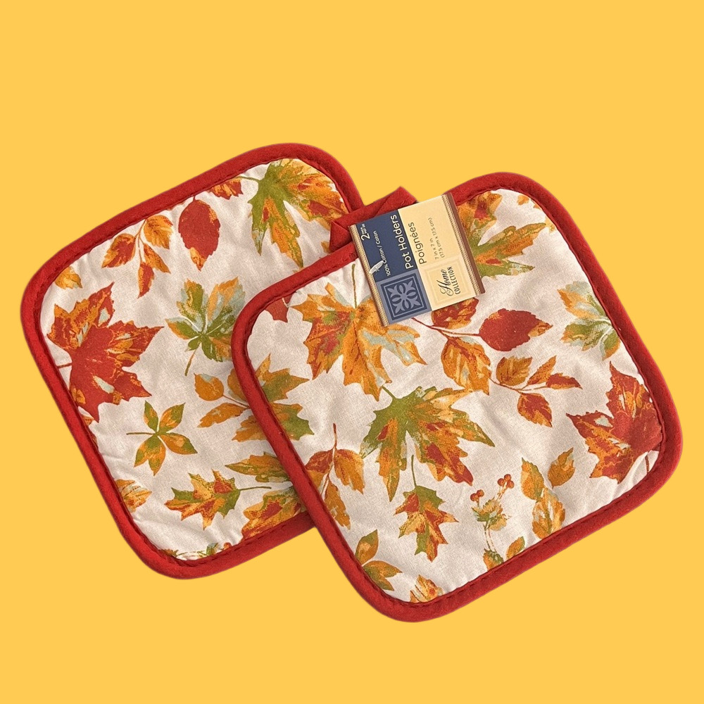 ☀️ Set of 2 Home Collection Autumn Leaf Pot Holders NWT